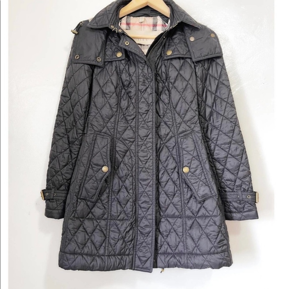 BURBERRY BRIT Finsbridge Quilted Jacket with Nova Check Lining Black SZ:XS
